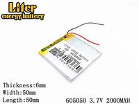 3.7V 2000mAh 605050Lithium Polymer Ion Rechargeable Battery Lithium Polymer Li-Po Battery for MP4 GPS MP3 Bluetooth Stereo DIY Gift