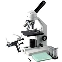 AmScope M200-MS Monocular Compound Microscope, WF10x Eyepiece, 40x-400x Magnification, Tungsten Illumination, Brightfield, Single-Lens Condenser, Coarse and Fine Focus, Mechanical Stage, 110V