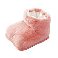 Ozzptuu Plush 5V USB Foot Warmer Pure Color Soft Heated Slippers Warm Feet Treasure Heating Shoes for Winter (Pink)