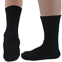 Diabetic Socks Mens Non-slip Grip Cotton 6-Pack Crew Black By DEBRA WEITZNER