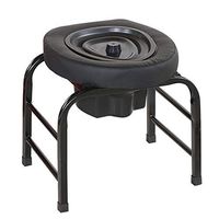 NESSTIC Toilet Stool Commode Seat with Padded Cushion Portable Bedside Commodes Medical 2 in 1 Shower Bath Seat for Elder Disabled Pregnant Women Black (38CM)