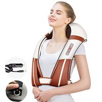 GZS Shiatsu & Kneading Neck Back Massager with Heat and Car Power Cord, 16 Massage Nodes Electric Deep Tissue Massage for Relieve Muscle Pain, 8 Mode & 3 Speed, Brown