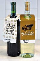 Christmas Wine Bottle Gift Tags for Holiday Celebration and Events. Set of 12 Reversible Bottle Hang Tags. (Merry Christmas)