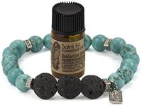 Saint H Stabilized Turquoise Lava Stone Diffuser Bracelet Includes Essential Oil Sample-Small