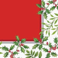 Glistening Holly Christmas Paper Lunch Napkins 18 Per pack