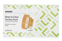 Amazon Brand - Solimo Adhesive Bandage Variety Pack, Sheer and Clear Bandages, Assorted Sizes, 280 Count