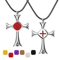 Faith Jewelry Eessential Oil Diffuser Necklace, ttstar 316L Stainless Steel Aromatherapy Essential Oil Crosss Locket Pendant Diffusing Necklaces for Men and Women
