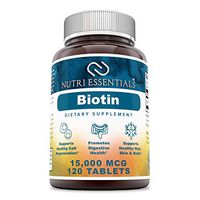 Nutri Essentials Biotin - 15000 mcg, 120 Tablets (Non-GMO)- Supports Healthy Cell Regeneration - Promotes Digestive Health - Supports Healthy Hair, Skin & Nails*