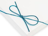 Pack Of 50, 16" Metallic Turquoise Stretch Cord Loops W/Pre-Tied Bows Made From 1/16" Round Elastic For Jewelry Boxes
