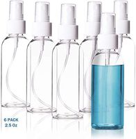 Keemall Plastic Fine Mist Spray Bottle Small for for Essential Oils,Travel,Cleaning,Cosmetic Makeup, 2.5 OZ (Pack of 6)