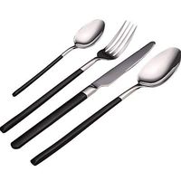 Saalising 304 Stainless Steel Cutlery Spoon 18/10 Half Black Cutlery Spoon (Color : Silver)