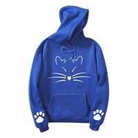 HebeTop Womens Love Heart Print Long Sleeve Casual Pocket Drawstring Hoodie Jumper Sweatshirt Pullover Tops Blue