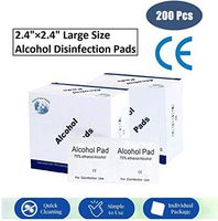 75% Alcohol Disinfectant Cotton Slices 200 Pcs Sterile Alcohol Prep Gauze Pads Individually Wrapped Swap Wet Wipes for Outdoor Skin Cleaning Care, 6x6 cm