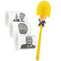 Fairly Odd Novelties Donald Trump Bowl Brush 3 Pack Toilet Paper Set Perfect White Elephant Novelty Gag Gift Make Bathrooms Again, Yellow