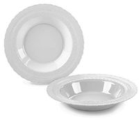 " OCCASIONS" 40 Bowls Pack, Extra Heavyweight Disposable Vintage Wedding Party Plastic Bowls (14 oz Soup Bowl, Chateau in Light Gray)