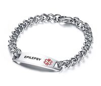 VNOX EPILEPSY Bracelet Stainless Steel Medical Alert ID Bracelet for Unisex 8.5"
