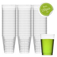 Clear Disposable Plastic Cups 8 Oz. Pack Of (150) Fancy Hard Plastic Cups - Party Accessories - Wedding - Cocktails- Tumblers