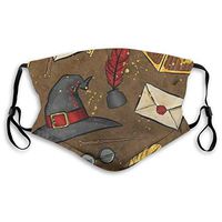 MoMoka-Stylelife Vintage Magic Harry Broom Witch Potter Cartoon Moisture Wicking Earloop Face Masks with Activated Carbon Filter for Adults Fishing Mouth-Muffle - Adjustable Elastic Band