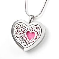 Essential Oil Necklace Diffuser Heart Pendant Jewelry for Girls, Premium Stainless Steel Aromatherapy Diffuser Necklace(22", 12 Felt Pads) by Lademayh