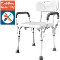 Ridex Waterproof Shower Chair - Adjustable Bathtub and Bathroom Wide Back Safety Seat with Comfortable Grip Handles, Sturdy Anti-Slip Rubber Feet for Elderly, Surgery Recovery, Handicap