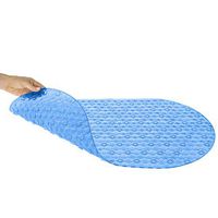 Vive Oval Bathtub Mat - Nonslip Shower Floor Pad - Non-Slip and Non-Skid for Bath Tub with Strong Rubber Suction Cup Grip - for Baby, Elderly, Kids, Bathroom (Blue)
