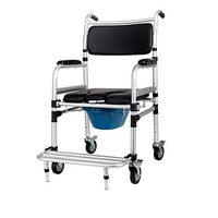 Commode Chair Non-Slip Folding Strong and Stable Mobile Potty Chair Belt Wheel with Padded Toilet Seat Bathroom Shower Stool Elderly Person/Pregnant Woman/Handicapped Person,Black
