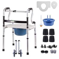 Compact Folding Walker Adjustable Height Walking Aids for Elderly, Seniors, Handicap, Disabled,(Accessories Included)
