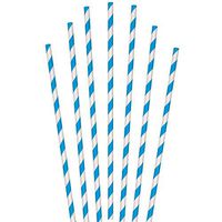 Biodegradable Eco Friendly Paper Straws, Compostable Blue Striped Jumbo Paper Unwrapped 10 Inch, Box of 4800 Straws