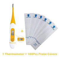 LCD Digital Thermometer w/ 100Pcs Probe Covers for Kids Baby Adult Fever Thermometer Electronic Thermometer LCD (1 Thermometer + 100 Pcs Thermometer Probe Covers)