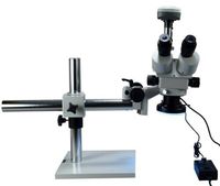 OMAX 3.5X-90X Digital Trinocular Single-Bar Boom Stand Stereo Microscope with 144 LED Ring Light and 5.0MP USB Digital Camera