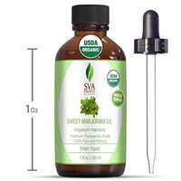 SVA Organics Sweet Marjoram Essential Oil Organic with Dropper- 30 ml (1 fl oz) 100% Pure, Natural and Therapeutic Grade For Even Skin Tone, Hair Growth, Scent, Aromatherapy & Diffuser
