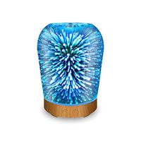 3D Essential Oil Diffuser,200ml Aromatherapy Ultrasonic Cool Mist Humidifier with 3D Design Glass Star Effect Pattern Essential Oil Function Aroma Decorative Lamp Auto Shut-Off Function for office