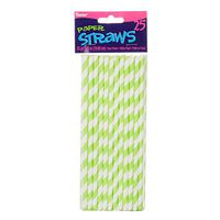 Darice Paper Straws Lime Stripe 7.75 inches 25 Pieces (3-Pack) 1158-84