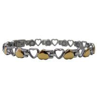 Magnetic Therapy Bracelet Small Heart Silver and Gold