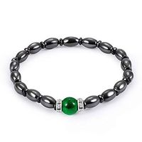 Auntwhale Hematite Magnetic Therapy Bracelet Gift for Men Women Energy Bangle Pain Relief for Arthritis and Carpal Tunnel (Green Cat's Eye)