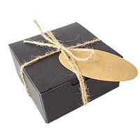 Gold-Furtune 50PCS Square Gift Wrapping Kraft Paper Box With Tags & Hemp Rope Paper Soap Box (Black Box With Brown Hemp Rope)