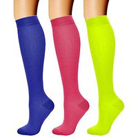 CHARMKING Compression Socks (3 Pairs) 15-20 mmHg is Best Athletic & Medical for Men & Women, Running, Flight, Travel, Nurses, Edema - Boost Performance, Blood Circulation & Recovery (L/XL,Assorted 07)