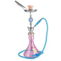 Lovinouse Premium Transparent 1 Hose Nargila Hookah Complete Set, Smoking Water Pipe Bong Tobacco, Pink
