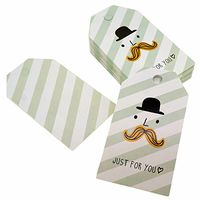 Mustache Man Just for You Design Paper Gift / Price Tags with Color Twine for Gift Wrapping Packaging, Set of 48
