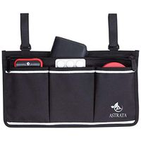 Wheelchair Side Bag - Arm Rest Pouch - Wheel Chair Accessories Organizers - Fits Walkers, Rollators, Scooters (Black)