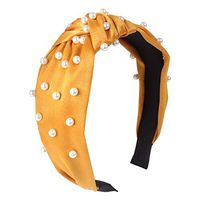 HNTDG Womens Simple Twisted Faux Pearl Velvet Headband Wide Border Hair Band Wash Face Hair Band