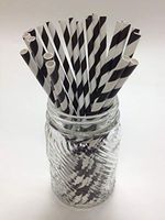 Aardvark Black and White Stripe Paper Drinking Straws (Qty of 100 - Made in USA)