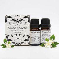AMBER ARCTIC Jasmine Sandalwood Essential Oil for Diffuser, 100% Pure Fresh Organic Plant Therapy Jasmine Sandalwood Oil 10MLx2