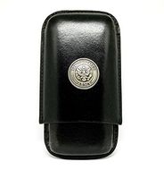 Genuine Leather US Army Cigar Case 3-Finger with 3 Cigar Holders - Pocket-Sized Cigar Case for Travel, Gifts for Men by Cigar Cutters by Jim (Black)