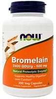 Now Bromelain 500 mg, 200 Veg Capsules - Natural Pineapple, Proteolytic Enzyme Supplement, 2400 GDU