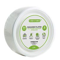 Mexago Eco-Friendly Round Compostable Plates - 9 inch | 50 Count - Natural Alternative to Paper Plate | Made of Sugarcane Bagasse