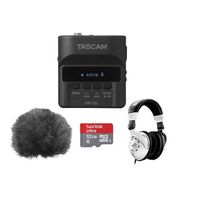Tascam DR-10L Digital Recorder and Lavalier Combo - Bundle with Behringer HPS3000 High-Performance Studio Headphones, 32GB Micro SDHC Card, Rycote 065514 Lavalier Windjammer for Overcover Black