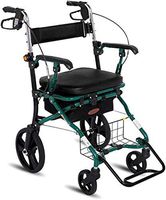 Standard Walkers Walking Aid Walking Stick Elderly with Basket-Type Pedal Seat, Adjustable Folding Four-Legged Portable Scooter Walking Frames