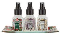 Poo-Pourri Holiday Gift Set (3) 1.4 oz. Bathroom Deodorizers with Holiday-themed Glass tray