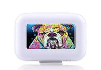 JWDCC Pill Box Case - Decorative Boxes - Pocket Medicine Tablet Holder Organizer Case Pill Box for Purse - Compact 8 Compartment (English Bulldog)